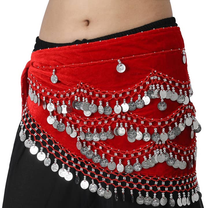 Wevez - Wholesale Scarf – Women's - Women Belly Dancing Silver Coin 3 Row Scarves Mix lot 10ps14