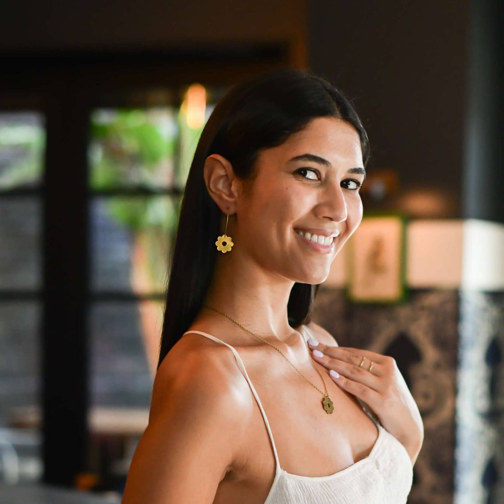 Brass Daisy Drop Earrings for wholesale on Faire1