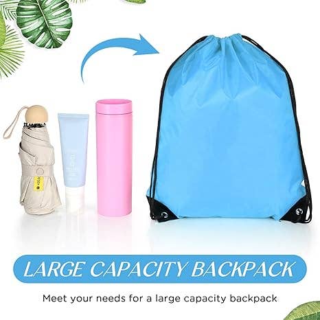 Crover - Wholesale Drawstring Bag - Unisex - Drawstring Backpack Bag (Black & Sky Blue)2