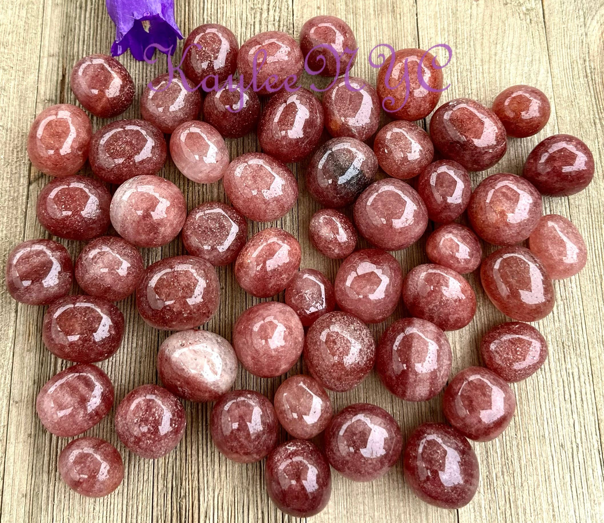 KayleeNYC - Wholesale Spiritual Stone/Crystal - 2 Lbs Natural Strawberry Quartz Tumble Healing Energy1