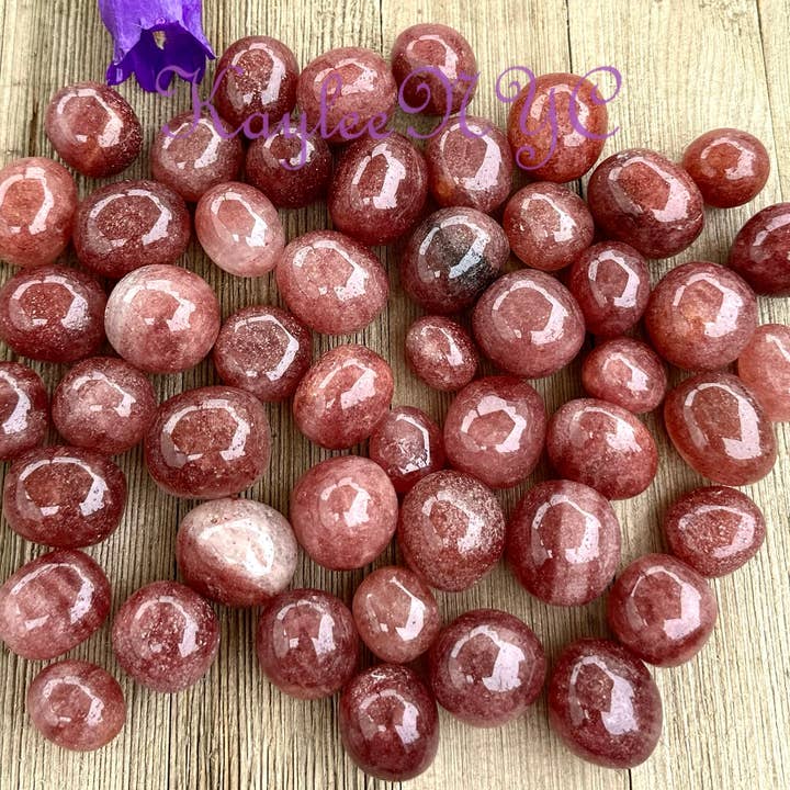 KayleeNYC - Wholesale Spiritual Stone/Crystal - 2 Lbs Natural Strawberry Quartz Tumble Healing Energy1