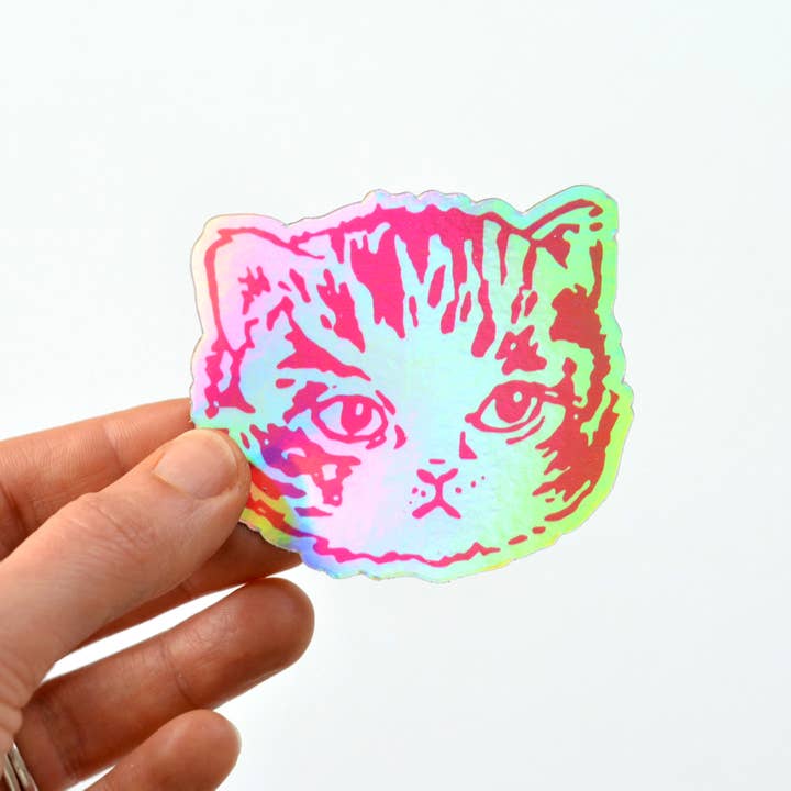 Imaginary Animal - Wholesale Sticker - Holo Kitty | Holographic Cute Cat Die Cut Vinyl Stickers