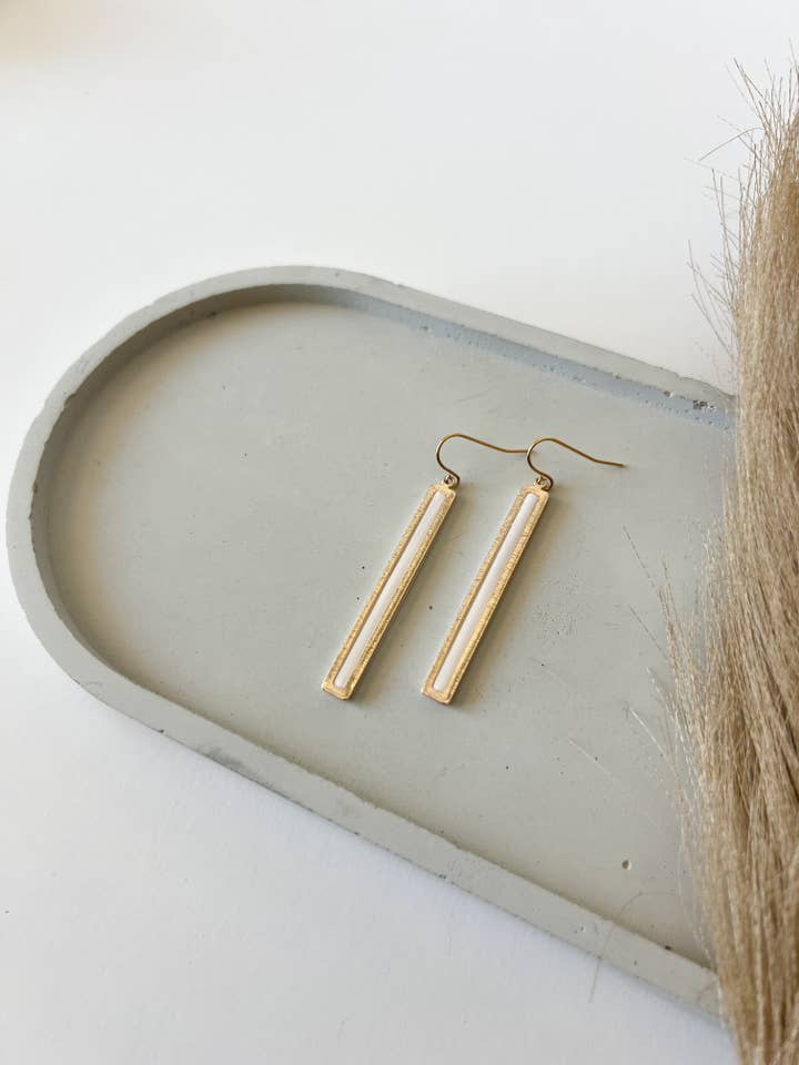 Gold Bar Dangles, White for wholesale by Sincerely, Abi