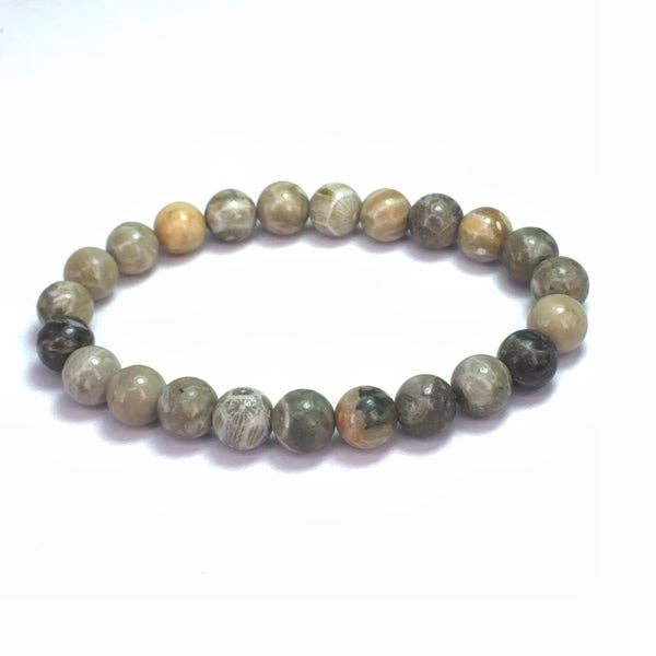 Petoskey Stone Round Beads Bracelet 8mm for wholesale by My Healing Bracelet