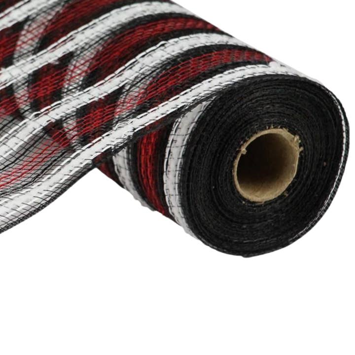 10.5" Red Black Metallic Snowdrift Mesh RY8111N6 for wholesale by Trendy tree