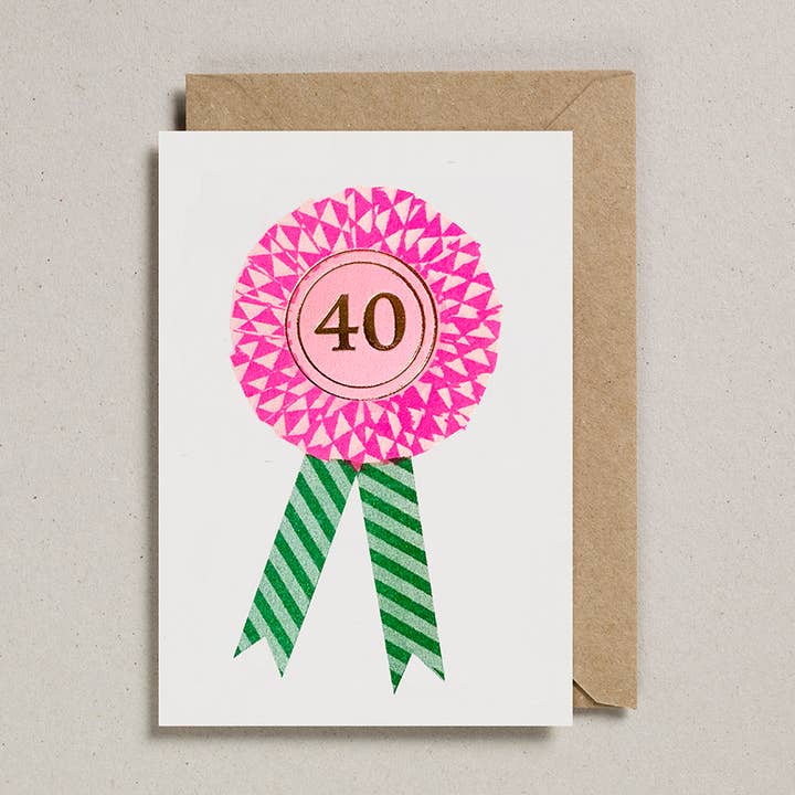 Petra Boase Ltd - Wholesale Birthday Card - Riso Rosette Cards - Pack of 6 - Age 400