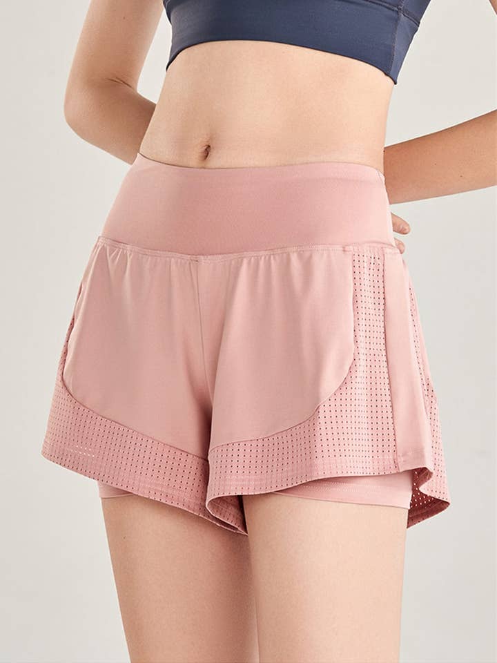 Active by Anna-Kaci - Wholesale Athletic Shorts - Women's - Quick Dry Loose Running Shorts 2-in-1 Gym Athletic Short2