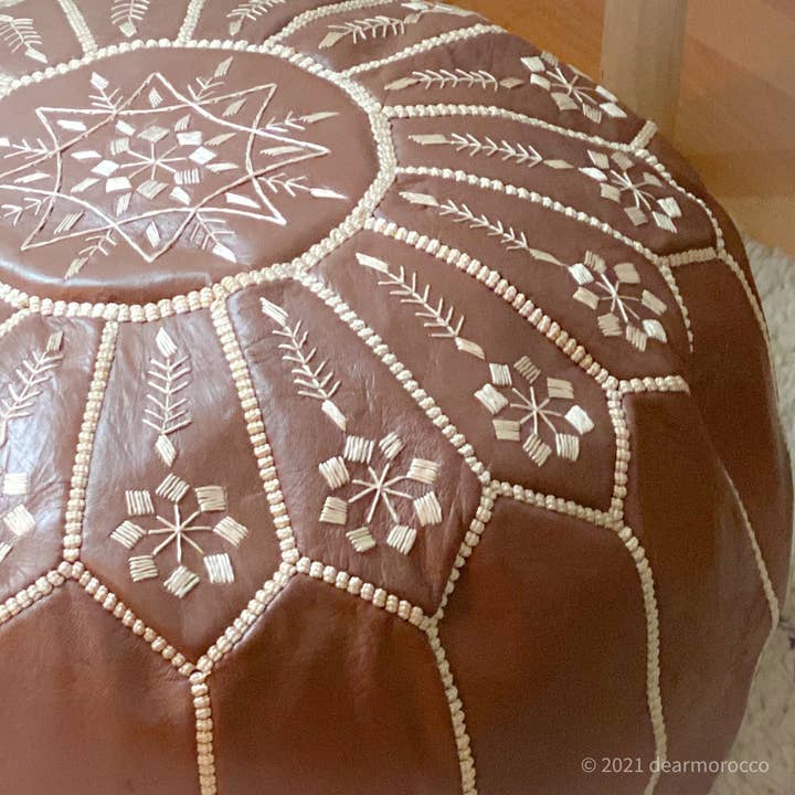 dear Morocco - Vendita all'ingrosso Pouf - pouf marocchino//rotondo L 20"x13" Cafe1