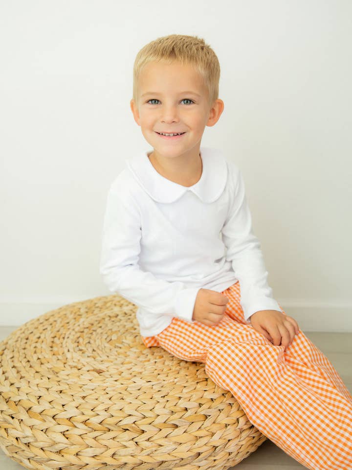 Love That Cotton - Wholesale T-Shirt - Kids - Unisex Long Sleeve Peter Pan Collar Shirt - White