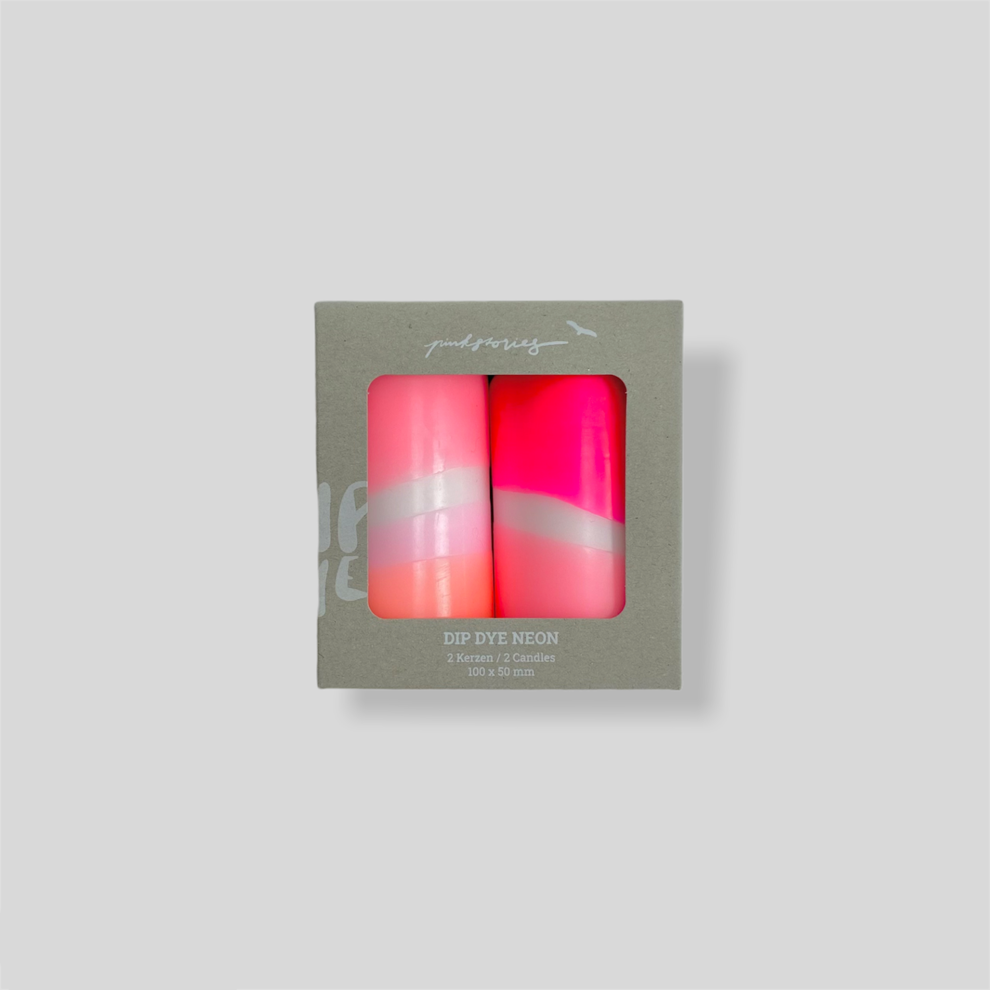 Pink Stories – wholesale Pillar candle – Dip Dye Neon * Flamingo Feathers2