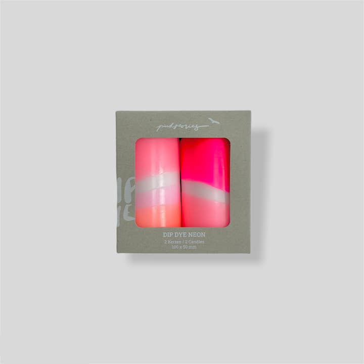Pink Stories - Wholesale Pillar candle - Dip Dye Neon * Flamingo Feathers2