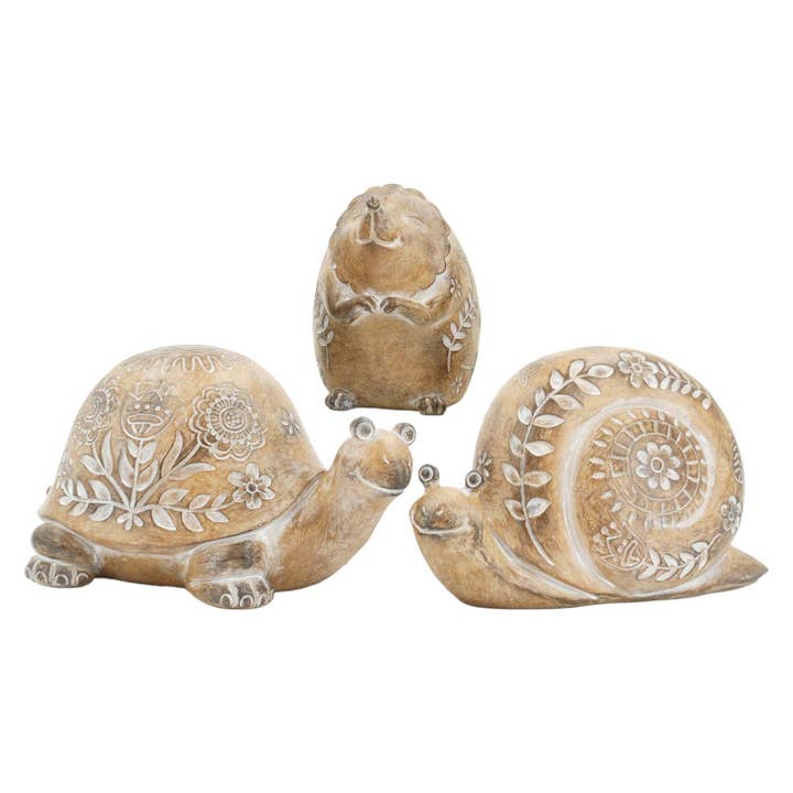 3 créatures de jardin en résine assistées pour la vente par WT Collection