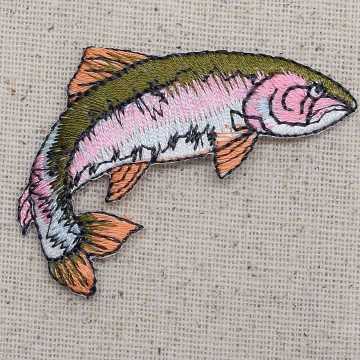 Wholesale Applique - Wholesale Patch - Natural Fish - Rainbow Trout, Iron on Patch1