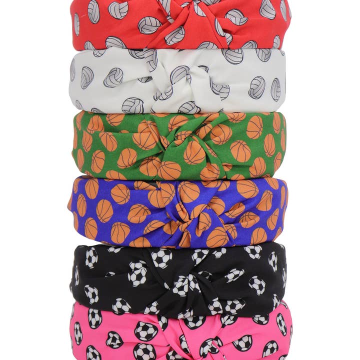ASSORTED Volleyball Basketball Soccer Knotted Head Band for wholesale on Faire10
