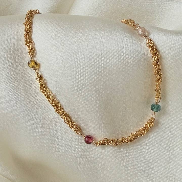 Bracciale a catena e tormalina - Marquise per la vendita all'ingrosso da parte di Sophie Deschamps Bijoux