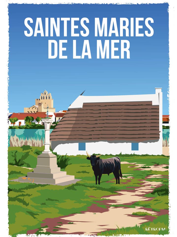 Capanna e stele Saintes Maries 50x70 cm per la vendita all'ingrosso da parte di Retropia