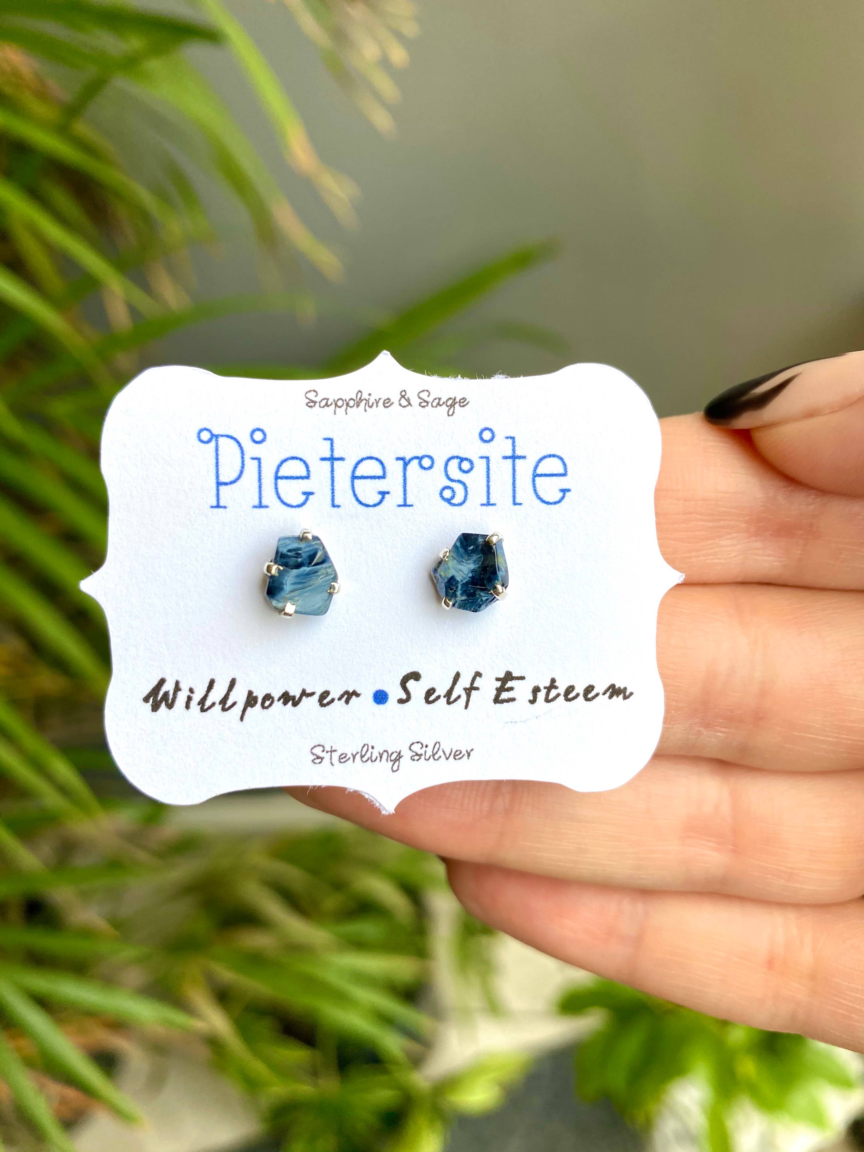 Sapphire & Sage - Wholesale Stud/Post Earrings - Pietersite Gemstone Earring Studs