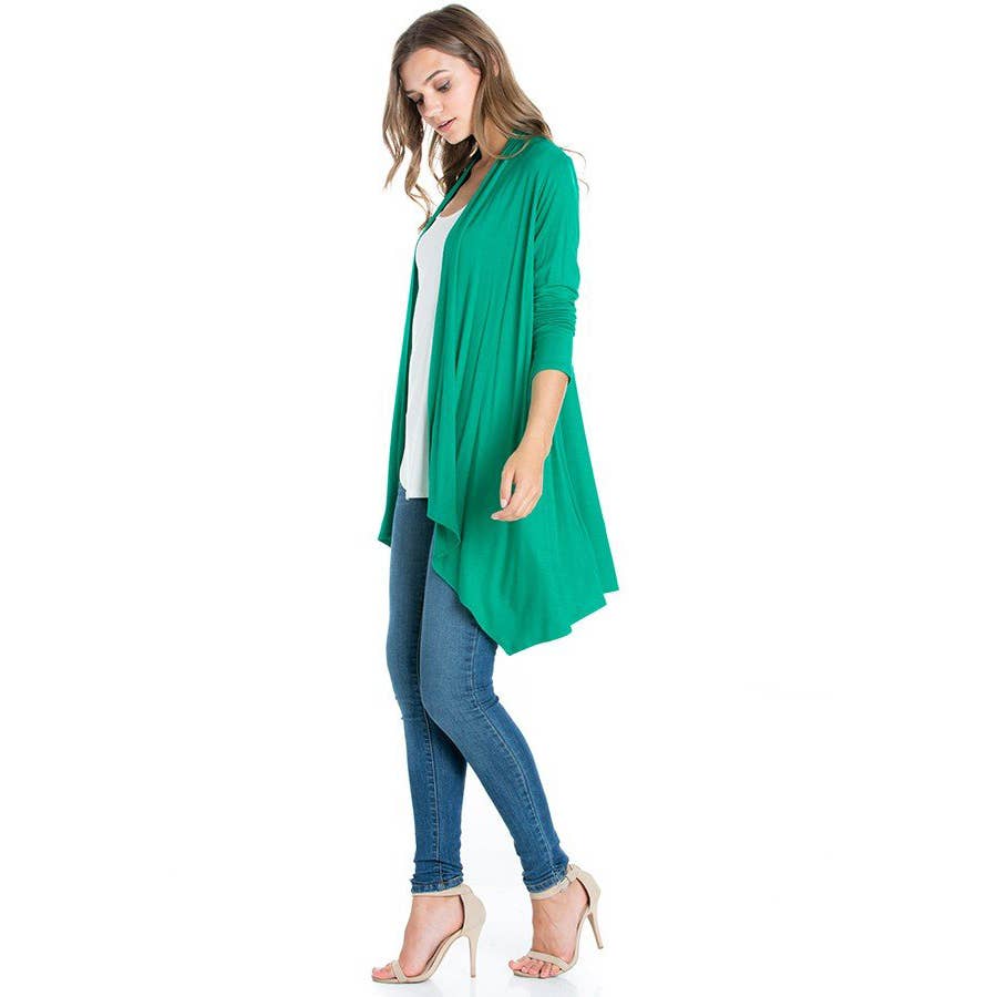 Azules Clothing – Großhandel Strickjacke – Damen – AJK-3006RS Langärmeliger Cardigan mit offenem Vorderteil und Wasserfallausschnitt33