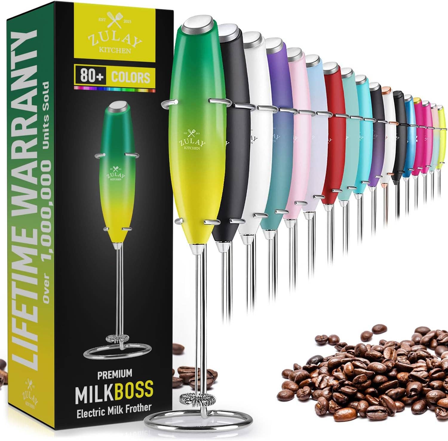 Zulay Kitchen - Wholesale Kitchen Tool/Gadget - Powerful Handheld Milk Frother with Stand1