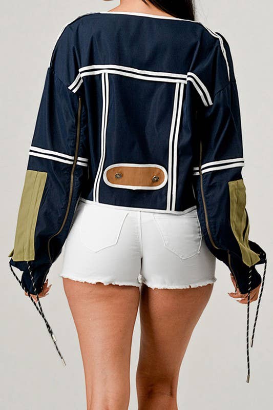 NEWGENS - Wholesale Jacket - Women's - NT1035A Mixed Media Corset Jacket and Crop Top Set9