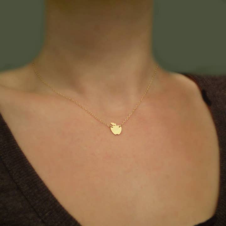 Tiny Apple Necklace, Teacher Necklace for wholesale by Beau & Stella