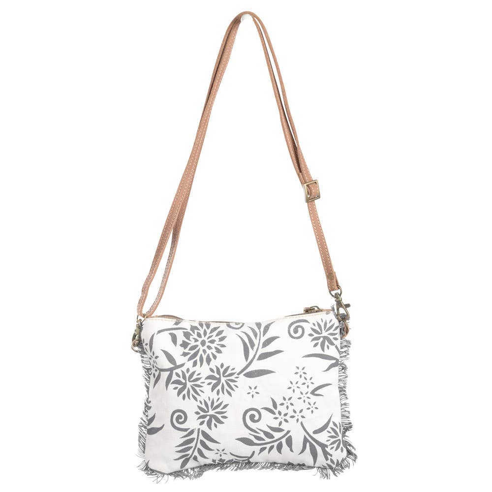 Clea Ray Canvas Bags & Clothing - Wholesale Crossbody Bag - Women's - Canvas With Flowers And Fringe Trim3