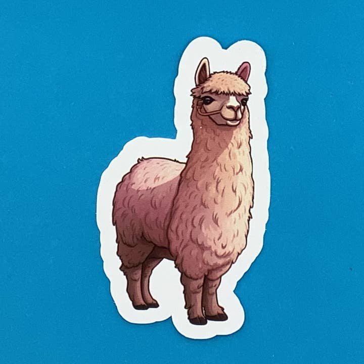 Pinky Pink Alpaca Waterproof Vinyl Sticker for wholesale by Something Personal