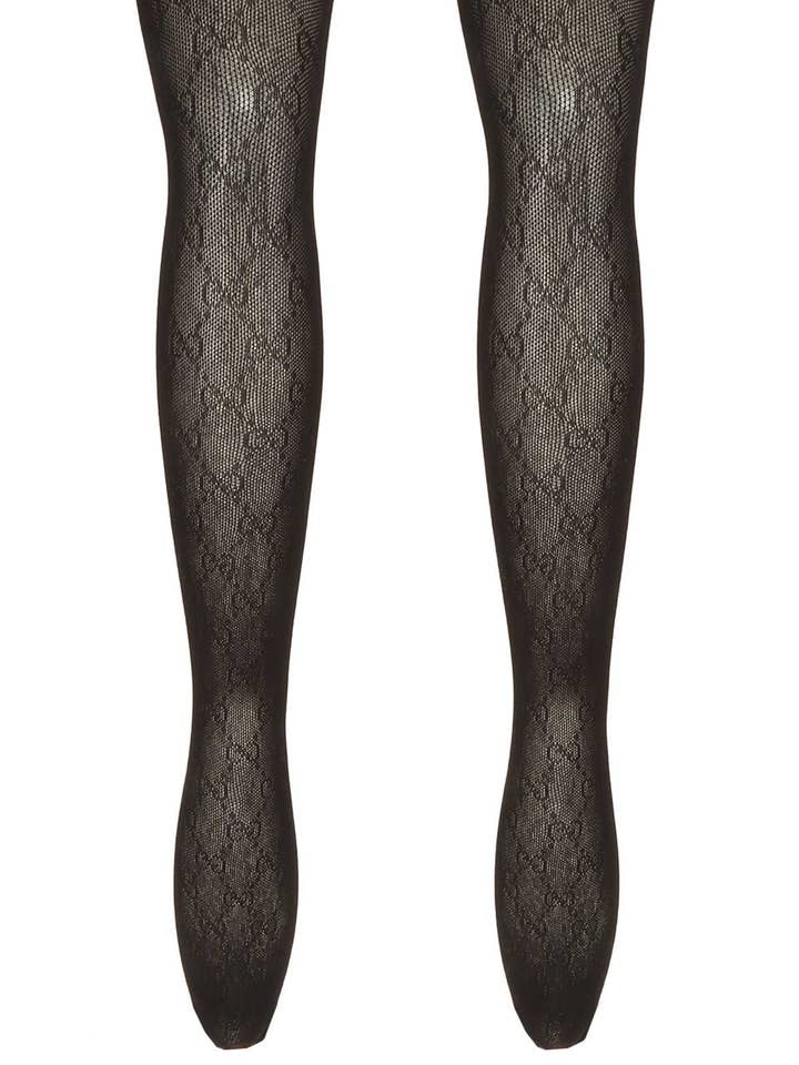 Meia de malha transparente de cintura alta dupla G por atacado de anbfashion