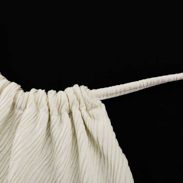 Apricot Strap Neck Mounted Backless Tops Pleated 2 Piece Sets for wholesale on Faire3