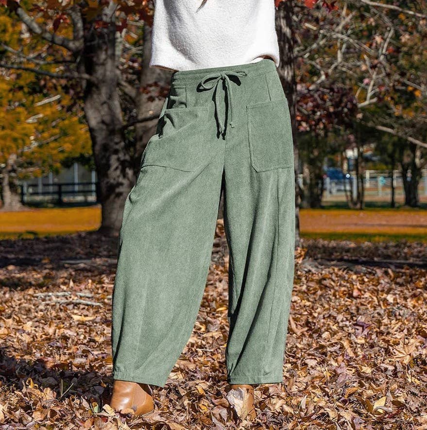 Rosa Clothing - Wholesale Pants - Women's - Fashionable Retro Corduroy Wide-Leg Pants5