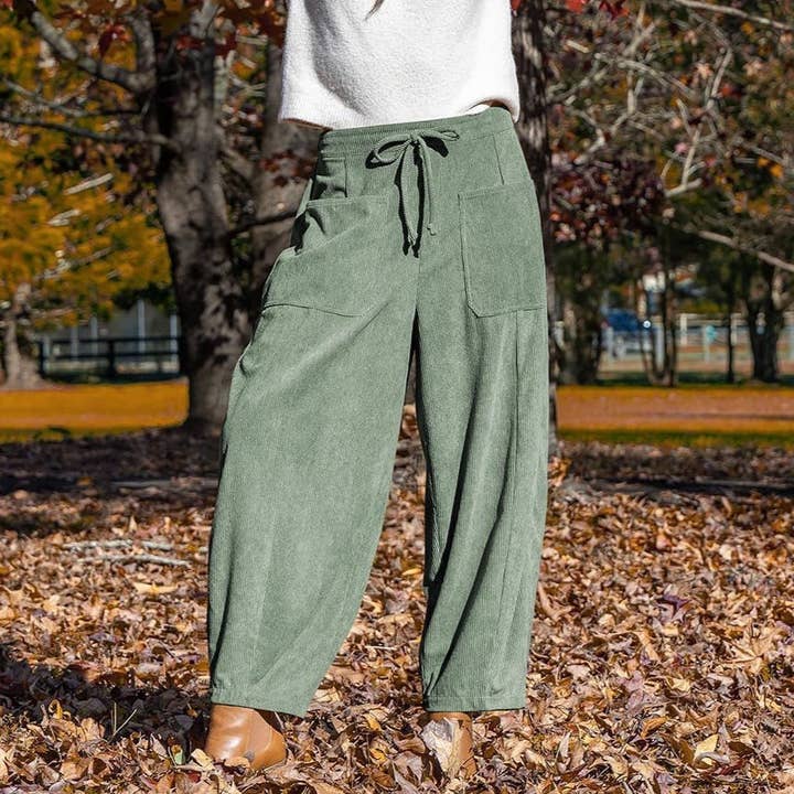 Rosa Clothing - Wholesale Pants - Women's - Fashionable Retro Corduroy Wide-Leg Pants5