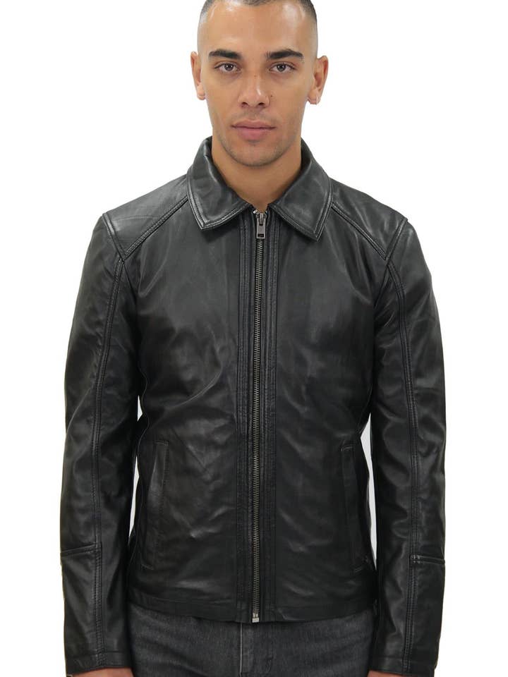 Infinity Leather (Upperclass Fashions Ltd) - Wholesale Leather Jacket - Men's - Mens Smart Classic Harrington Leather Jacket-New York