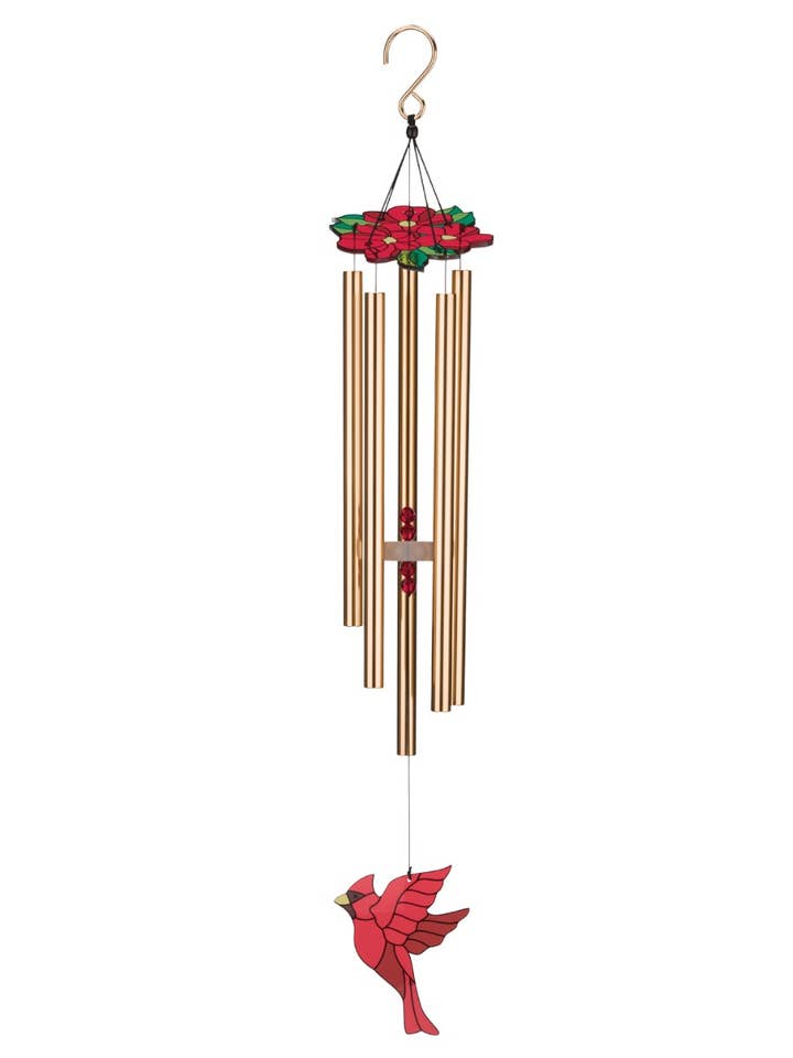 Floral Bird Chime 32" - Cardinal for wholesale by Regal Art & Gift
