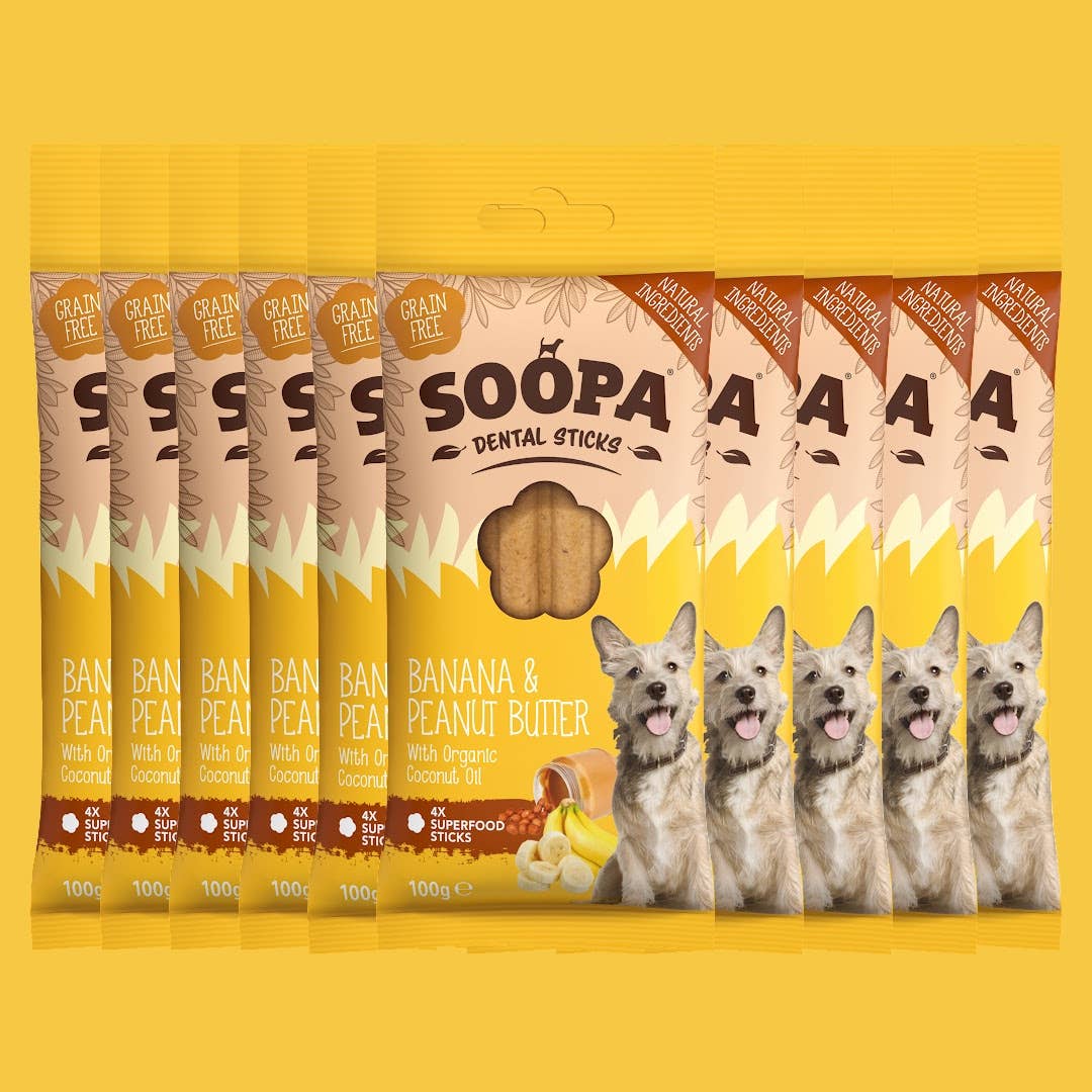 Soopa Europe - Wholesale Pet Treats - Dog - Banana & Peanut Butter Dog Dental Sticks2