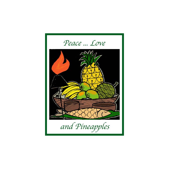 Just Write Arts - Wholesale Love Card - PEACE Love & Pineapples - Hawaiian-style Greeting Note Card