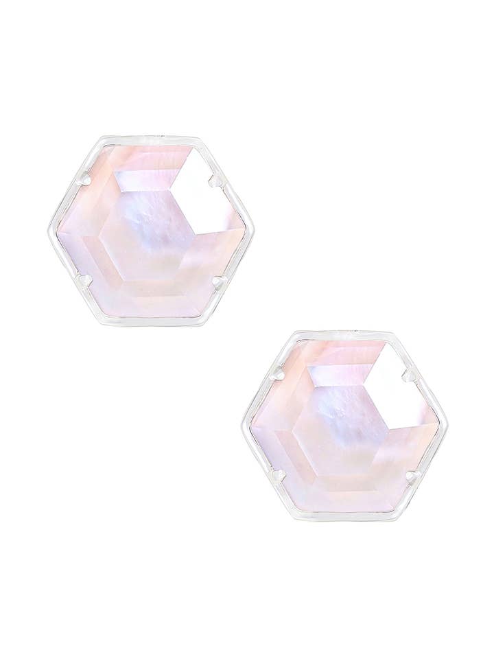 Mother Of Pearl Hexagon Post Earrings - SF for wholesale by Zoey Simmons
