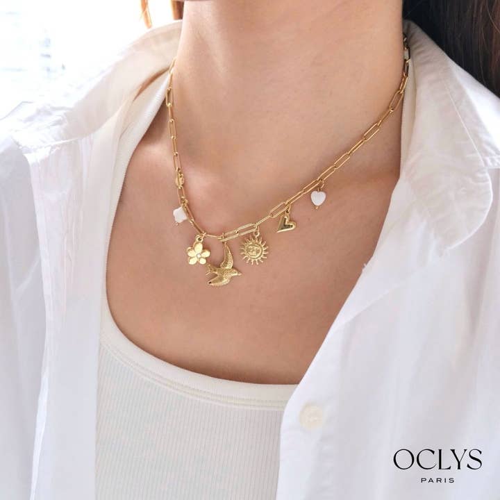 Vergoldete Edelstahl-Schwalbenanhänger-Halskette Lili für den Großhandel von Oclys