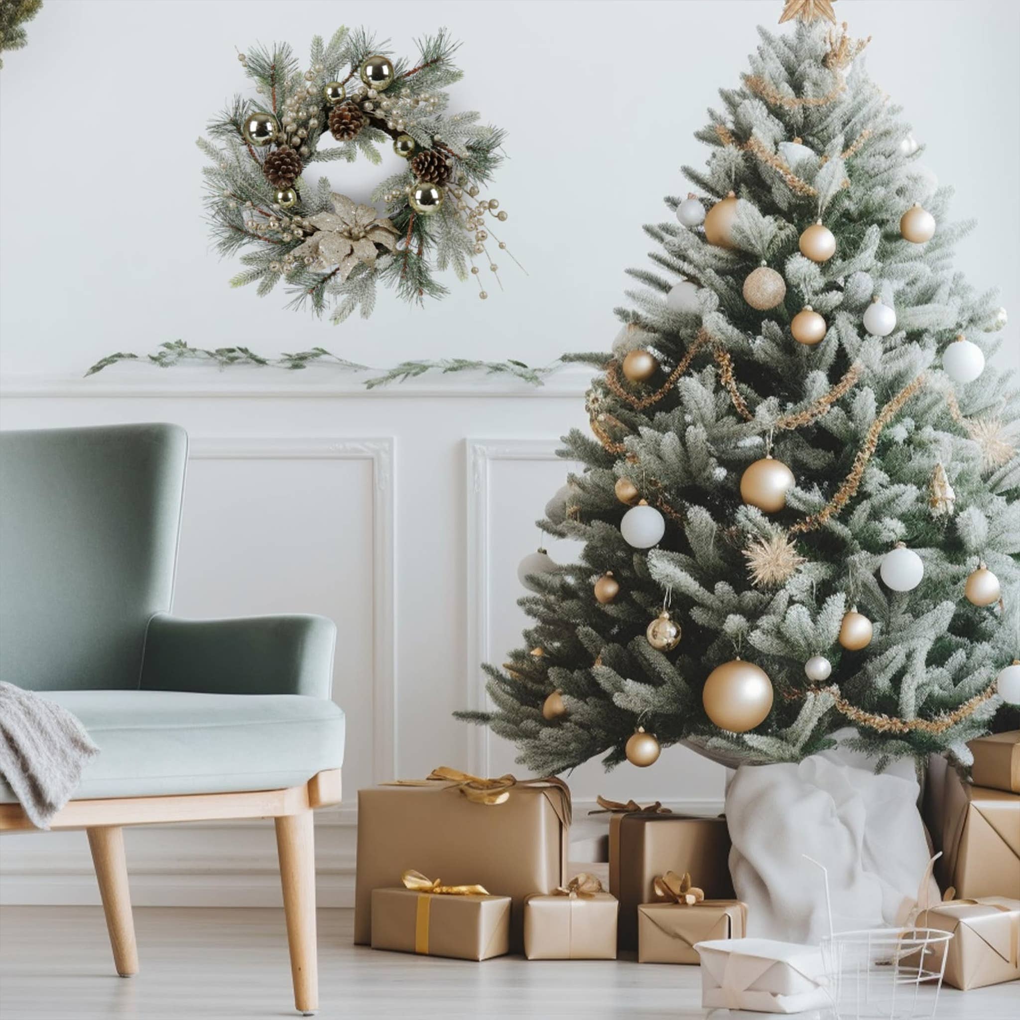 Paris Loft Inc - Wholesale Wreath - Christmas Door Decorations Wreath with Warm Lights2