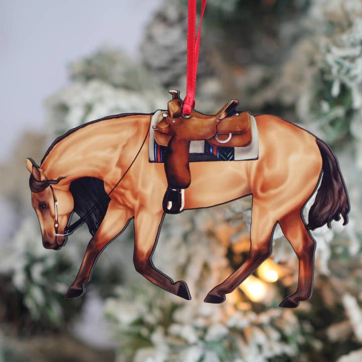 Red Dun Western Riding Ranch Horse Decor Christmas Ornament for wholesale by Classy Equine