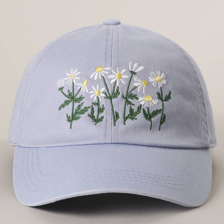 Fashion City - Wholesale Baseball Cap - Unisex - Daisy Bloom Embroidered Cotton Baseball Cap10