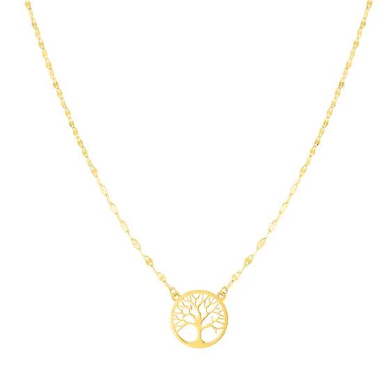 14K Yellow Gold 18" Tree of Life on Mirror Chain Necklace
for wholesale by Elise jewelry