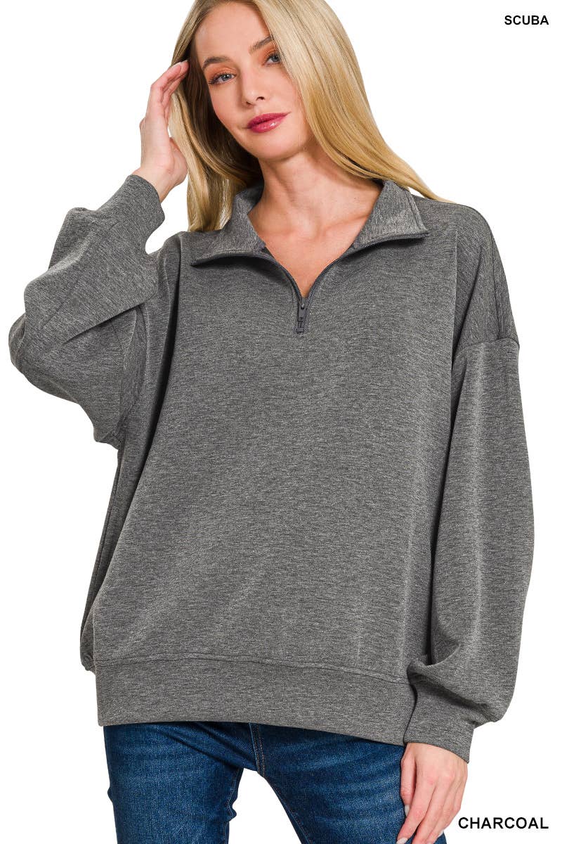 42POPS – wholesale Sweatshirt - Dam – , 0925 Scuba Half Zip Pullover med fickor SI-270411