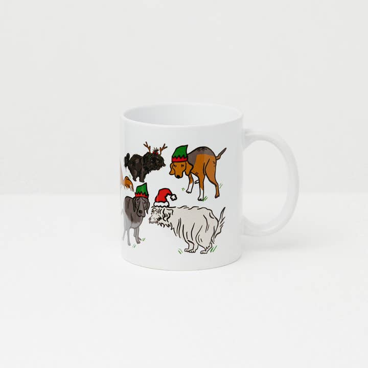 Tazza con cani e tronchetto di Natale per la vendita all'ingrosso da parte di Culture Flock