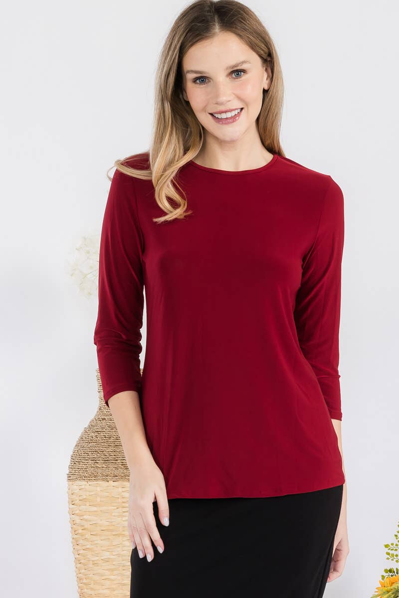 Celeste Clothing - Wholesale T-Shirt - Women's - CLASSIC 3/4 SLEEVE CREW NECK TOP -CT1321432
