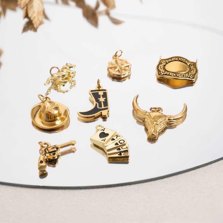 WJW - Wholesale Individual charm/pendant - 18K Gold PVD Stainless Steel Engravable Belt Buckle Charm9