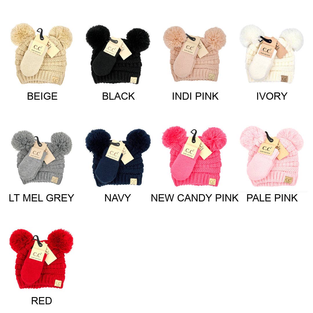 Truly Contagious - Wholesale Clothing Set - Baby - CC Baby Pom Pom Beanie and Mittens Set ( BABY-SET-4 )9