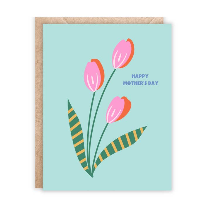 Jolly Rae - Vendita all'ingrosso Biglietti di auguri per la Festa della Mamma - Biglietto per la festa della mamma con tulipani rosa e arancioni0