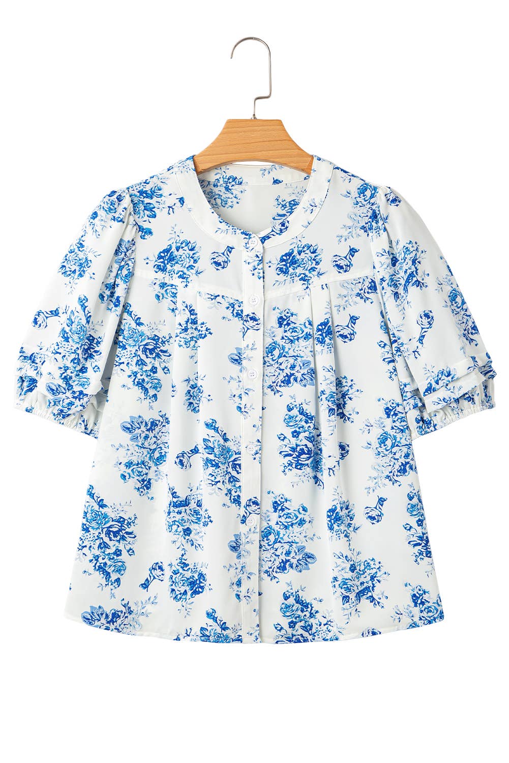 Comme indiqué Chemisier à boutons avec manches bouffantes plissées et motif floral BOHO | S-XL en vente sur Faire4