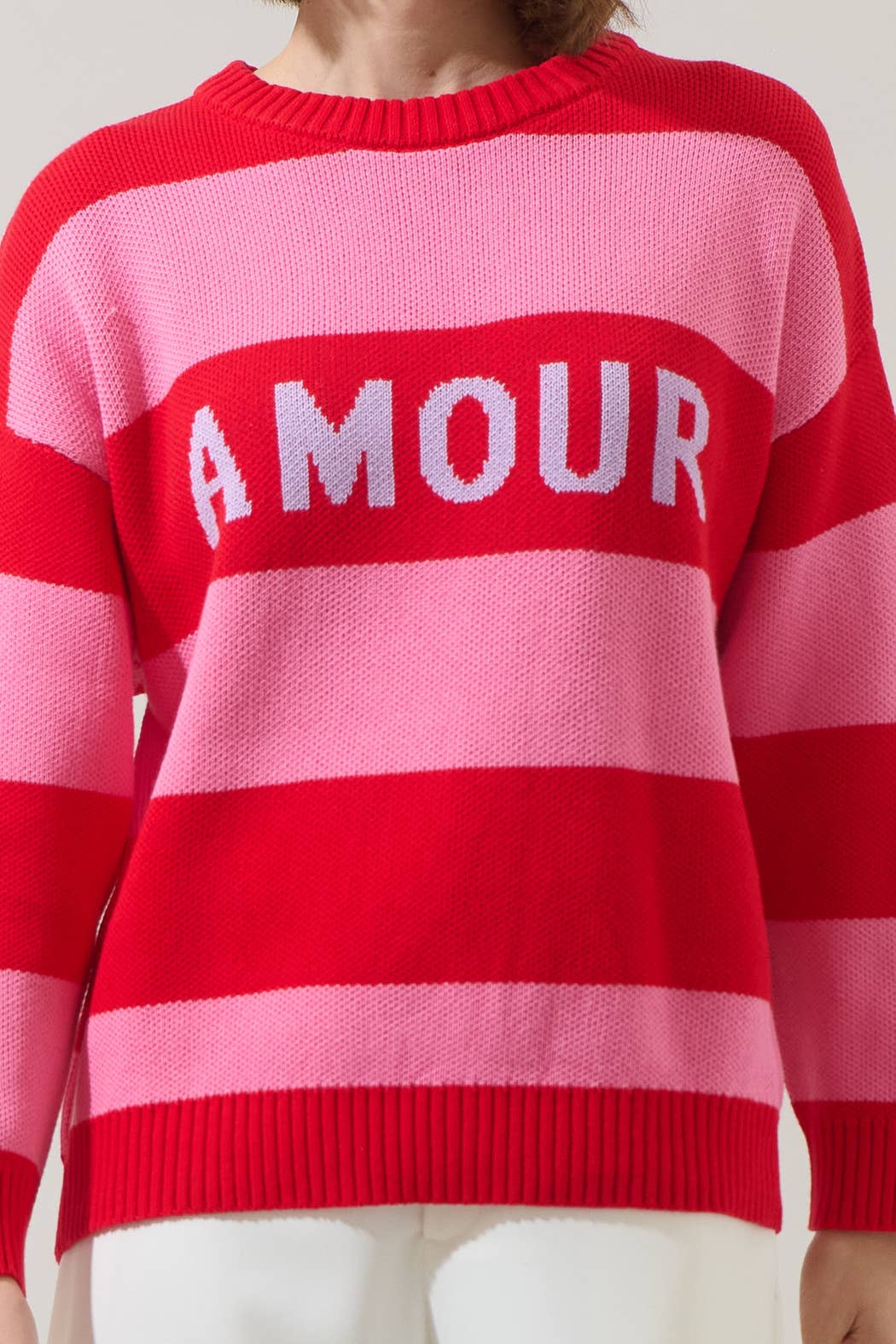 Pink Red Amour Stripe Sweater for wholesale on Faire3