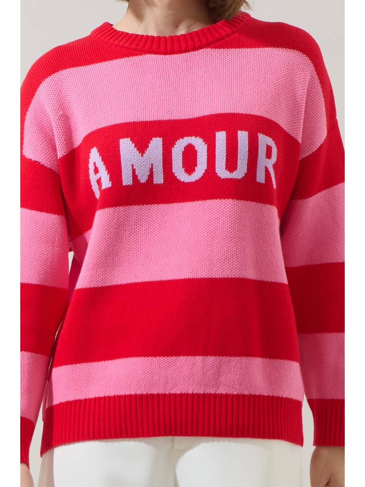 Pink Red Amour Stripe Sweater for wholesale on Faire3